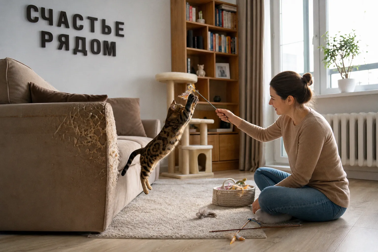 Почему кошка портит мебель и как утолить её охотничий инстинкт в квартире